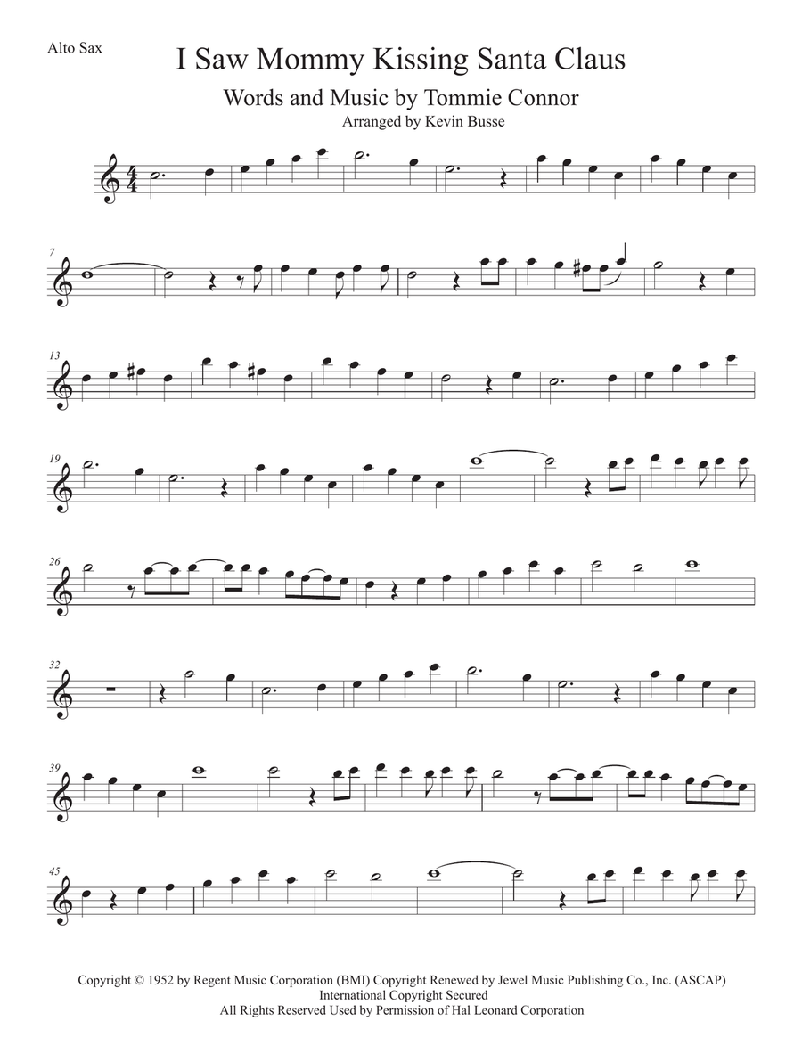 I Saw Mommy Kissing Santa Claus Alto Saxophone scores gallery preview page 1