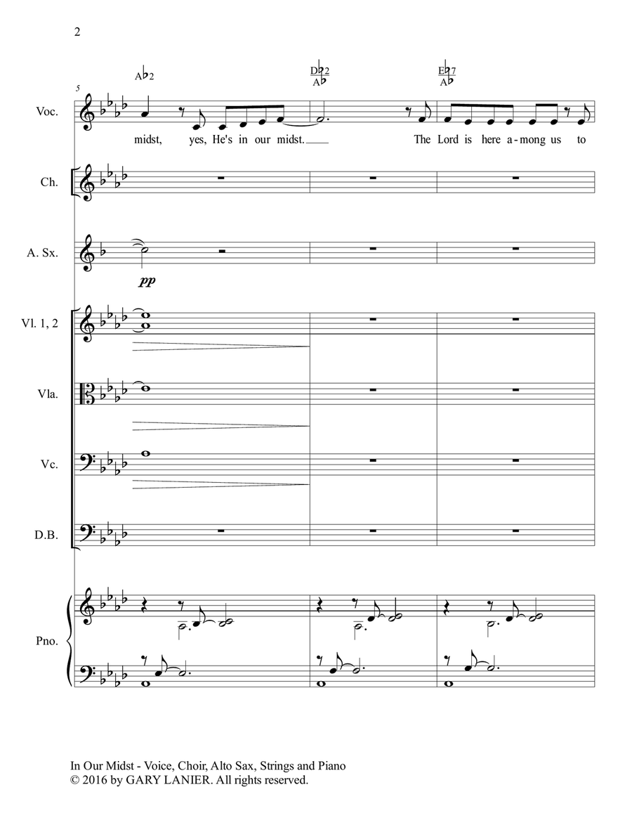 Gary Lanier: IN OUR MIDST (Worship - For Voice, Choir, Alto Sax, String Orchestra and Piano with Par