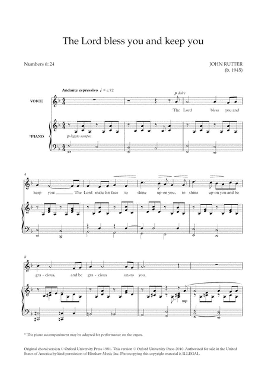 The Lord bless you and keep you (solo/high) High Voice scores gallery preview page 2
