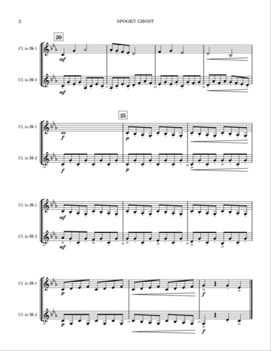 Spooky Ghost Clarinet Duet scores gallery preview page 2