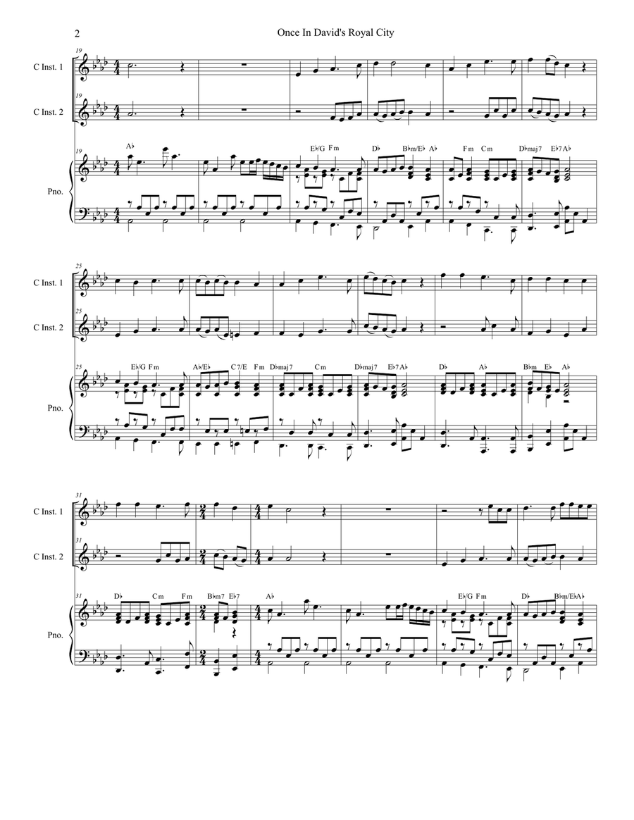 Once In Royal David's City (Duet for C-Instruments) Flute scores gallery preview page 2