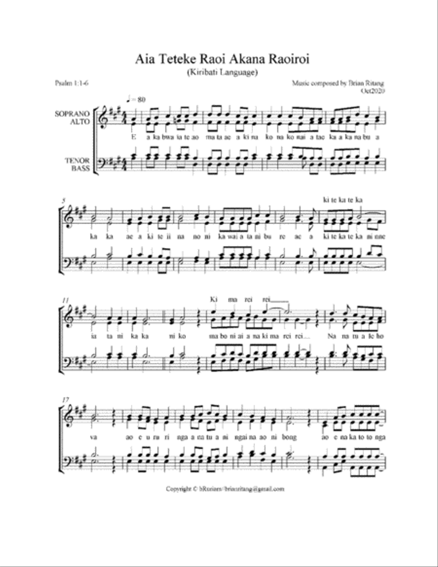 Psalmody in Kiribati Language Bible Small Ensemble scores gallery preview page 2