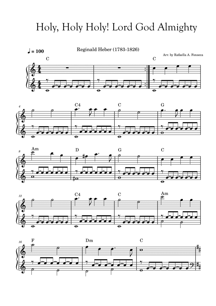 Holy, Holy, Holy! Lord God Almighty! Easy Piano scores gallery preview page 1