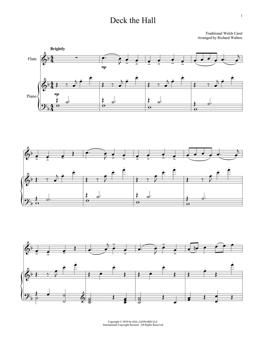 Deck The Hall Flute Solo scores gallery preview page 1