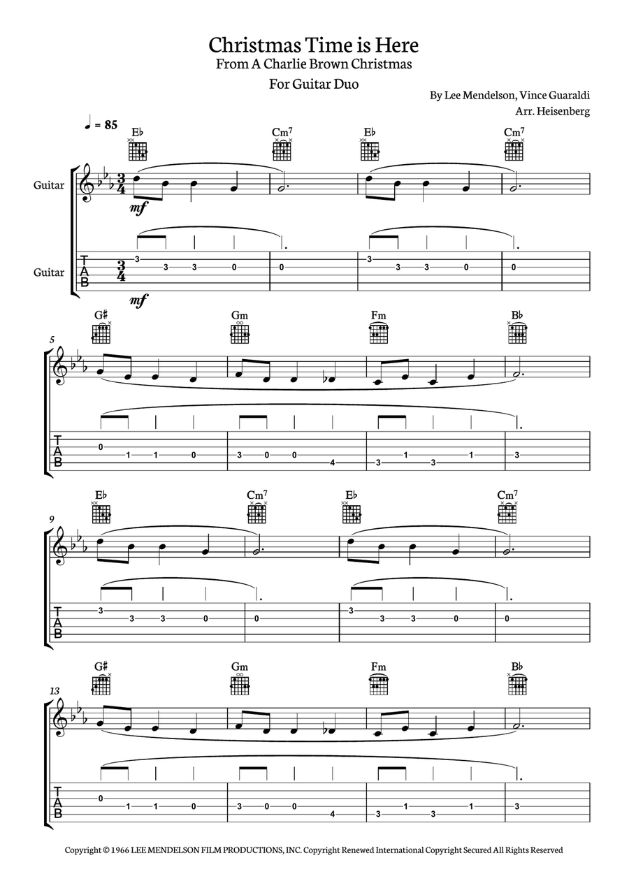 Christmas Time Is Here Guitar Solo scores gallery preview page 1