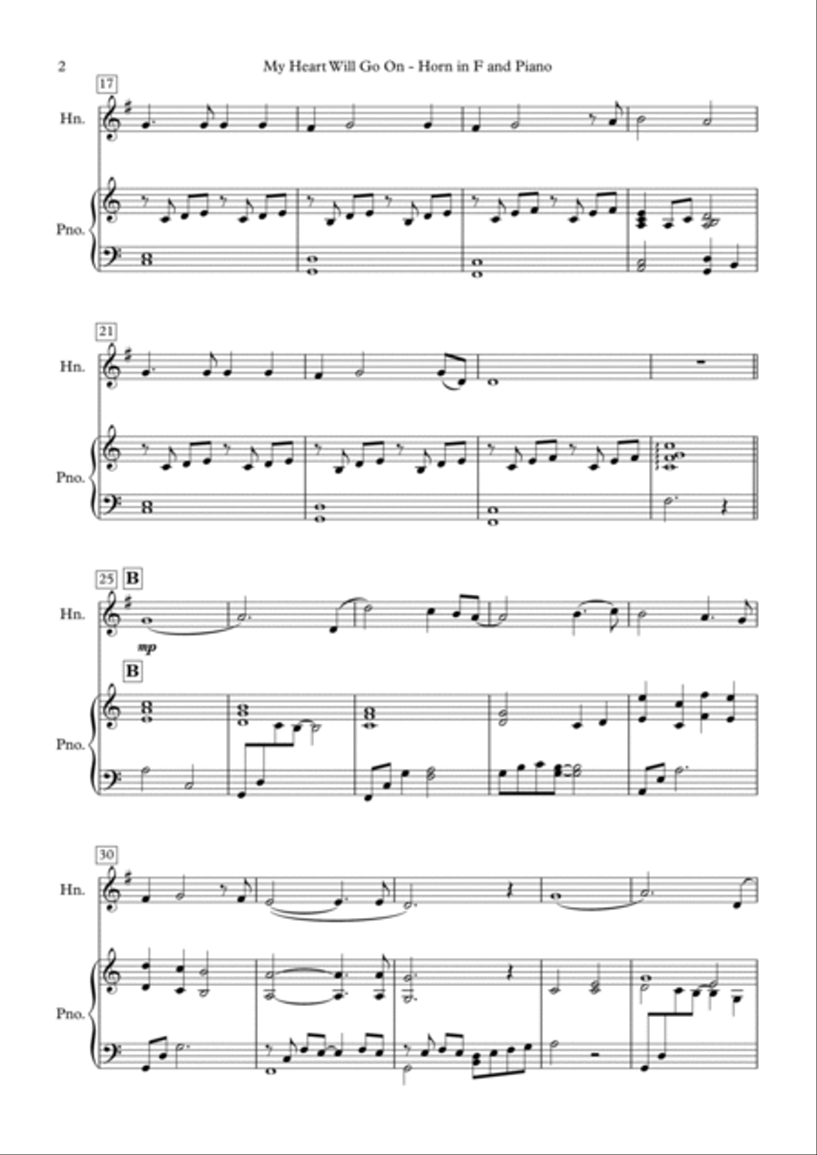 My Heart Will Go On (love Theme From 'titanic') Horn scores gallery preview page 2