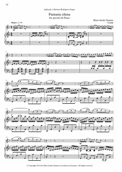 Fantasia cilena for flute (piccolo) and piano