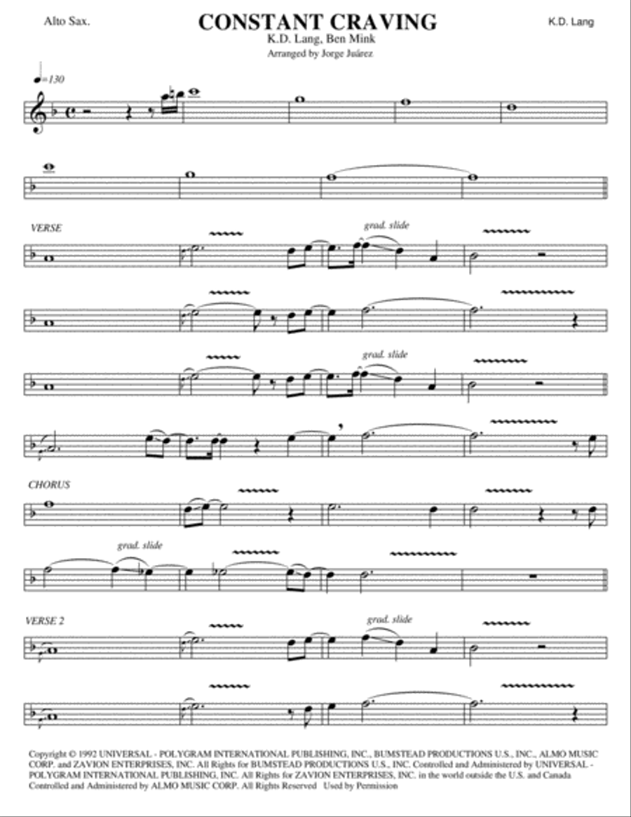 Constant Craving Alto Saxophone scores gallery preview page 1