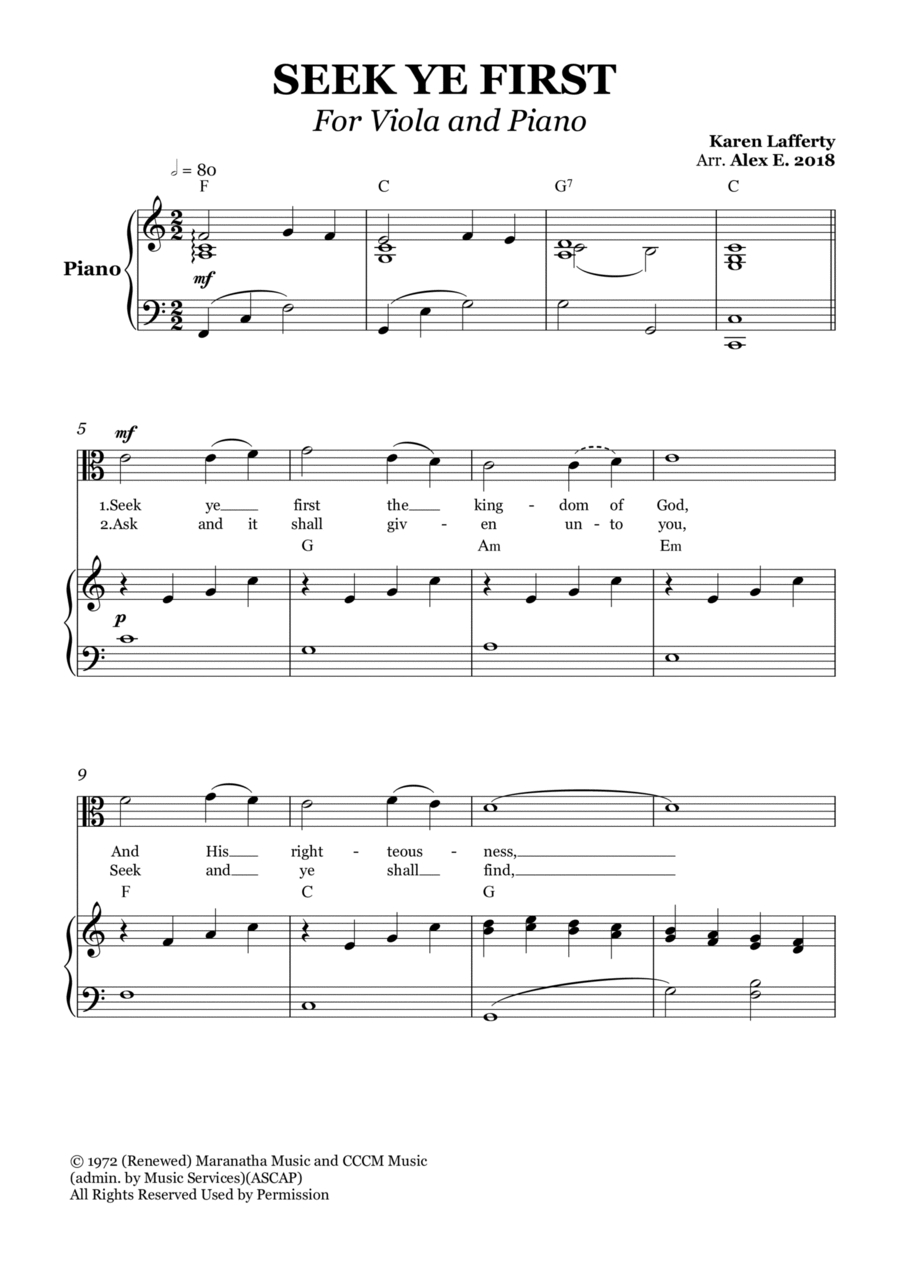 Seek Ye First Chamber Music scores gallery preview page 1