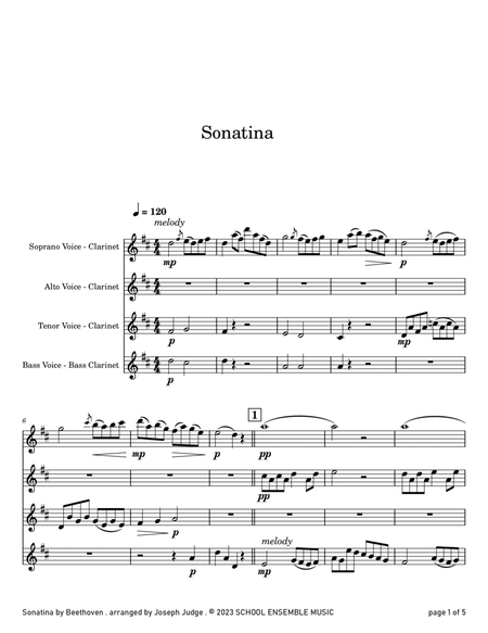 Sonatina by Beethoven for Clarinet Quartet in Schools image number null