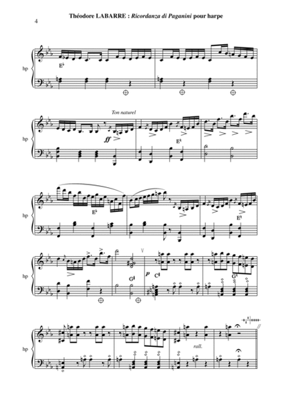 Théodore LABARRE Ricordanza di Paganini for solo harp