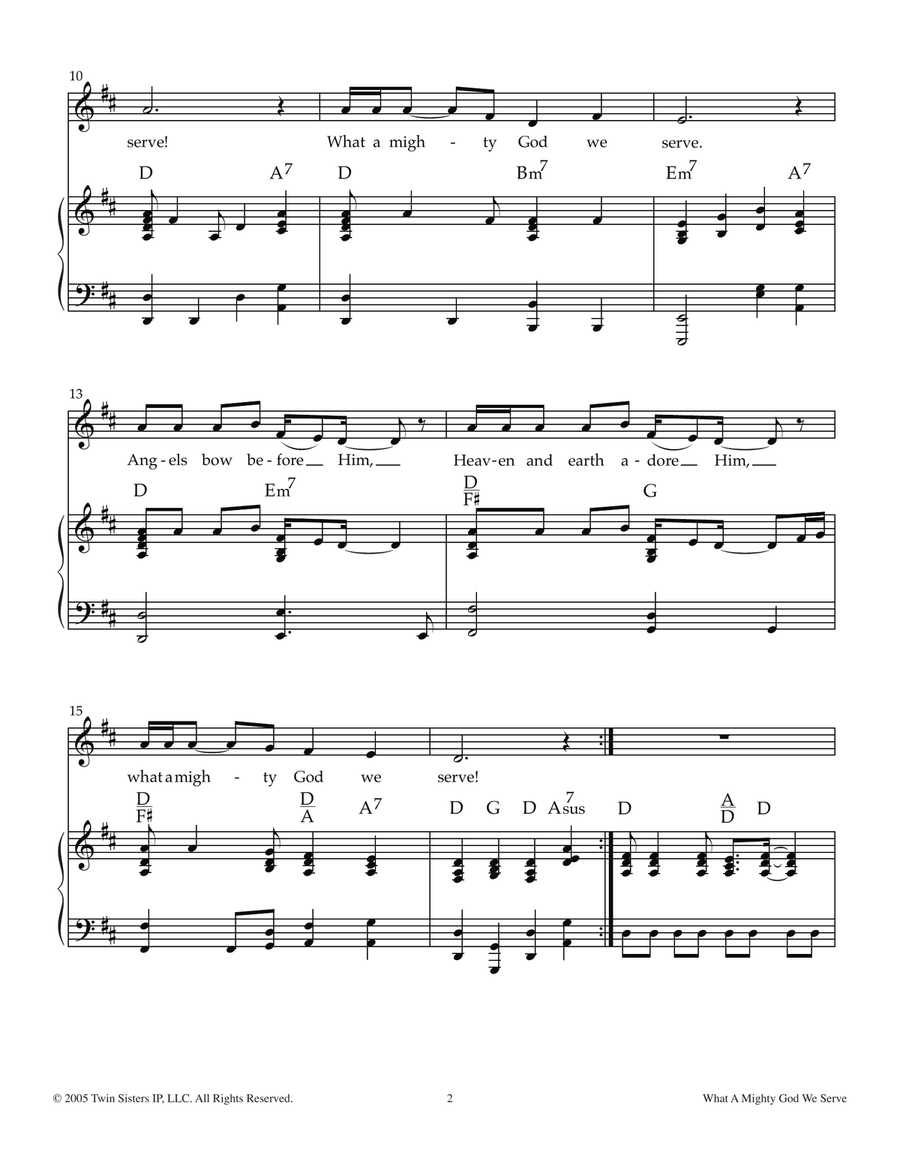 What A Mighty God We Serve Piano, Vocal scores gallery preview page 2