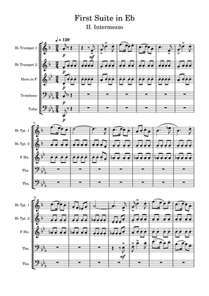Book cover for First Suite in Eb - II. Intermezzo - Brass Quintet