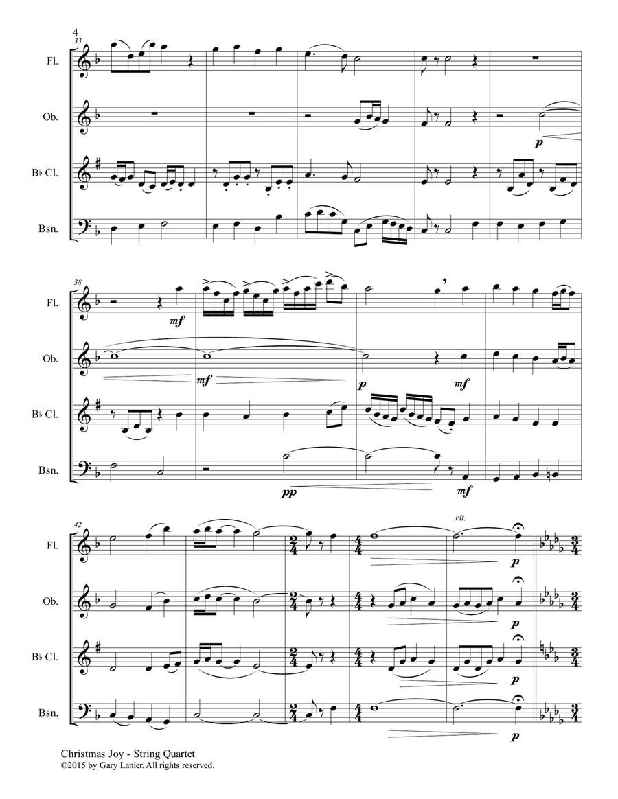 Gary Lanier: CHRISTMAS JOY (Woodwind Quartet/Score and Parts) Woodwind Quartet scores gallery preview page 6