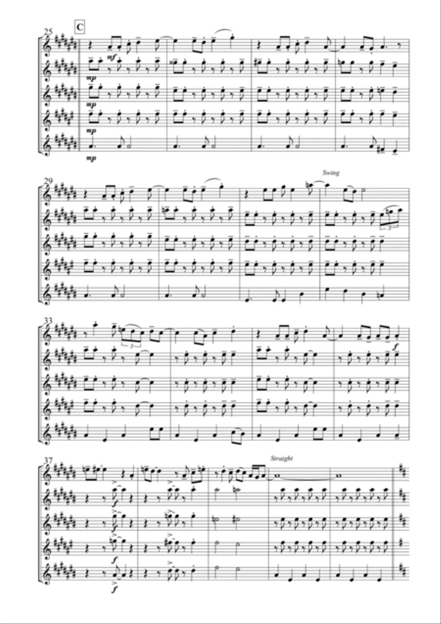Work Song Saxophone Quintet scores gallery preview page 4