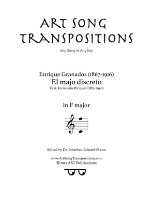 Book cover for GRANADOS: El majo discreto (transposed to F major)