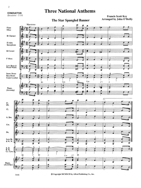 Three National Anthems (Star Spangled Banner, O Canada!, America/God Save the Queen): Score