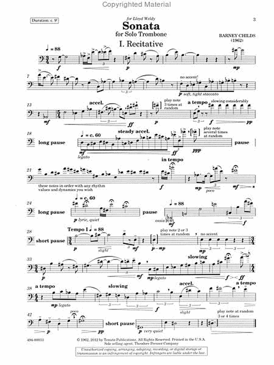 Sonata for Solo Trombone