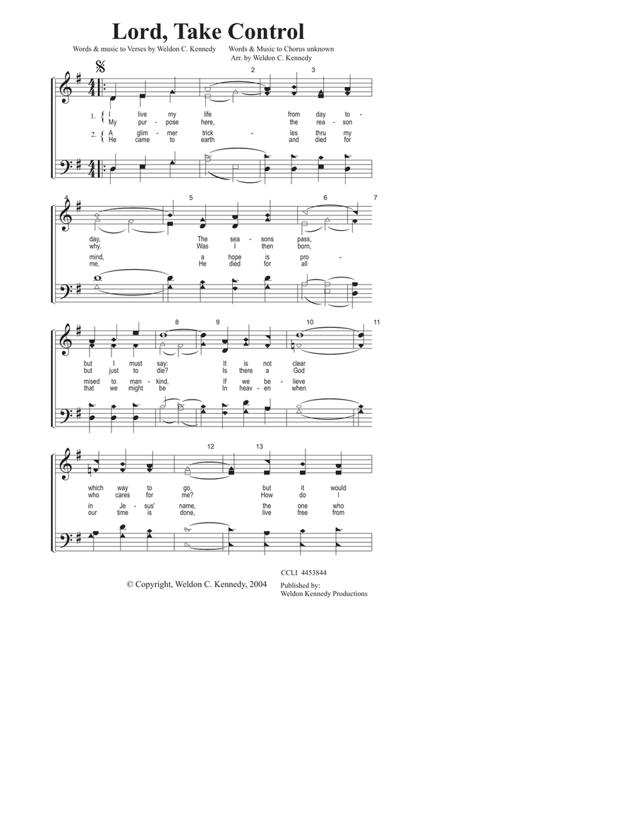 Lord, Take Control Lord, Take Control 4-Part scores gallery preview page 1