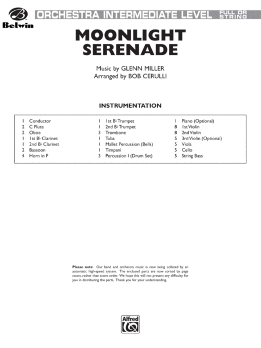Moonlight Serenade: Score Full Orchestra scores gallery preview page 1