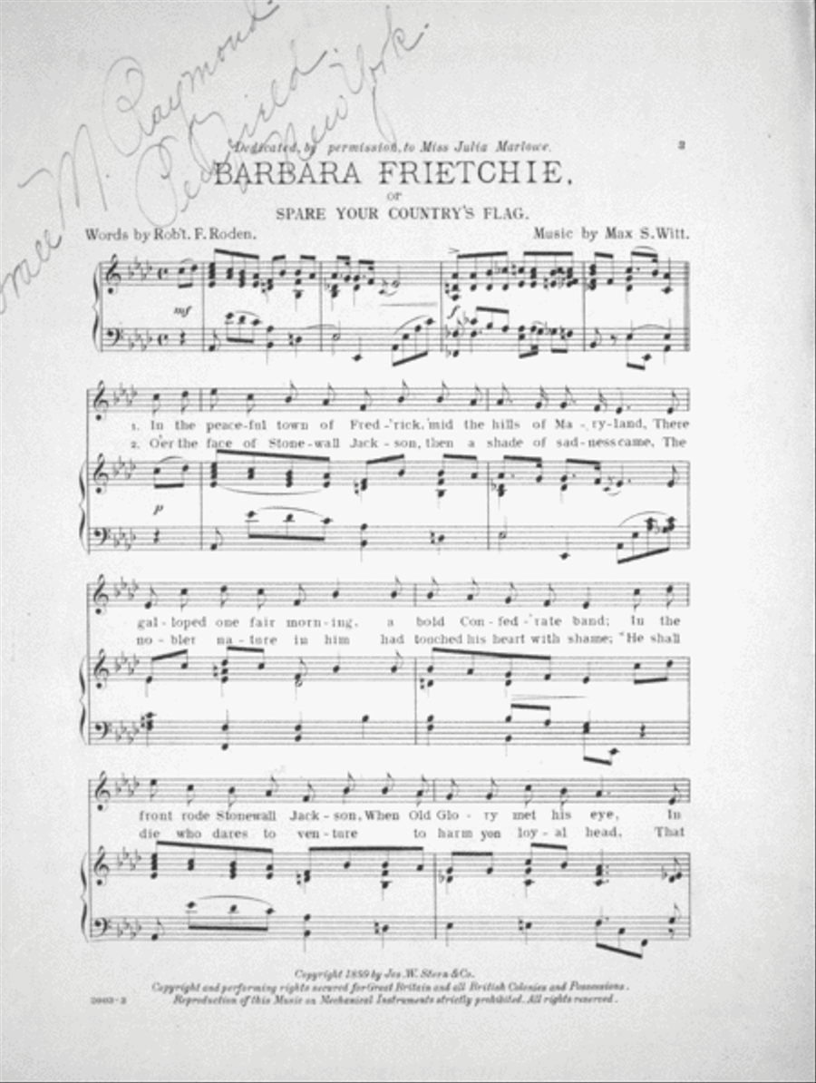 Barbara Frietchie, or Spare Your Country's Flag Voice scores gallery preview page 2