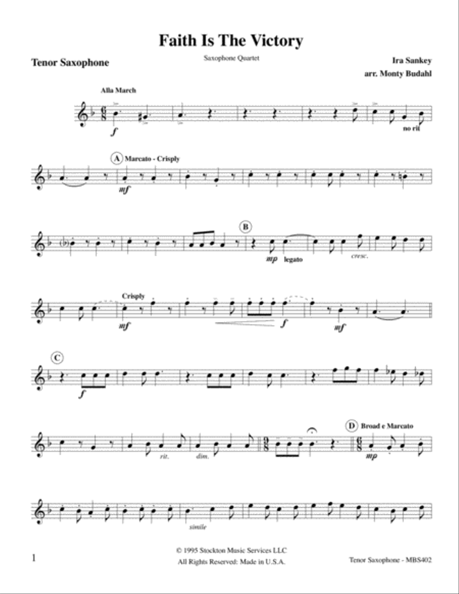 Faith Is The Victory Saxophone Quartet scores gallery preview page 10