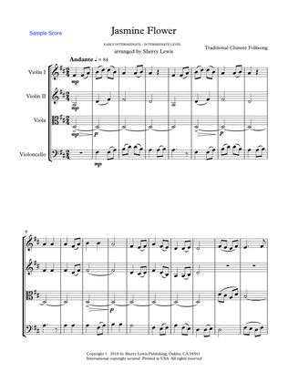 JASMINE FLOWER - Traditional Chinese Folk Song, String Quartet, Intermediate Level of 2 violins, vio