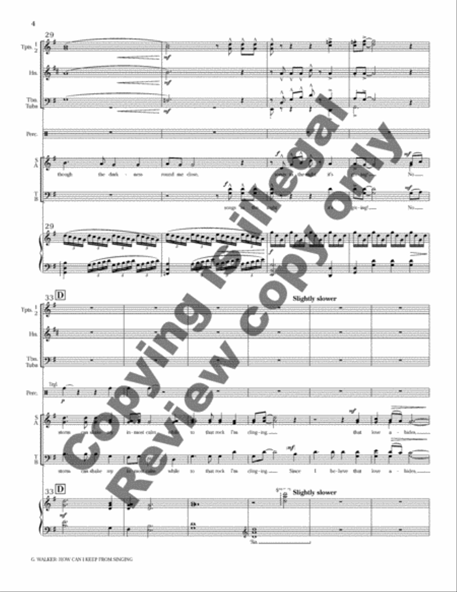 How Can I Keep from Singing? (SATB Brass Version Full Score) 4-Part scores gallery preview page 6