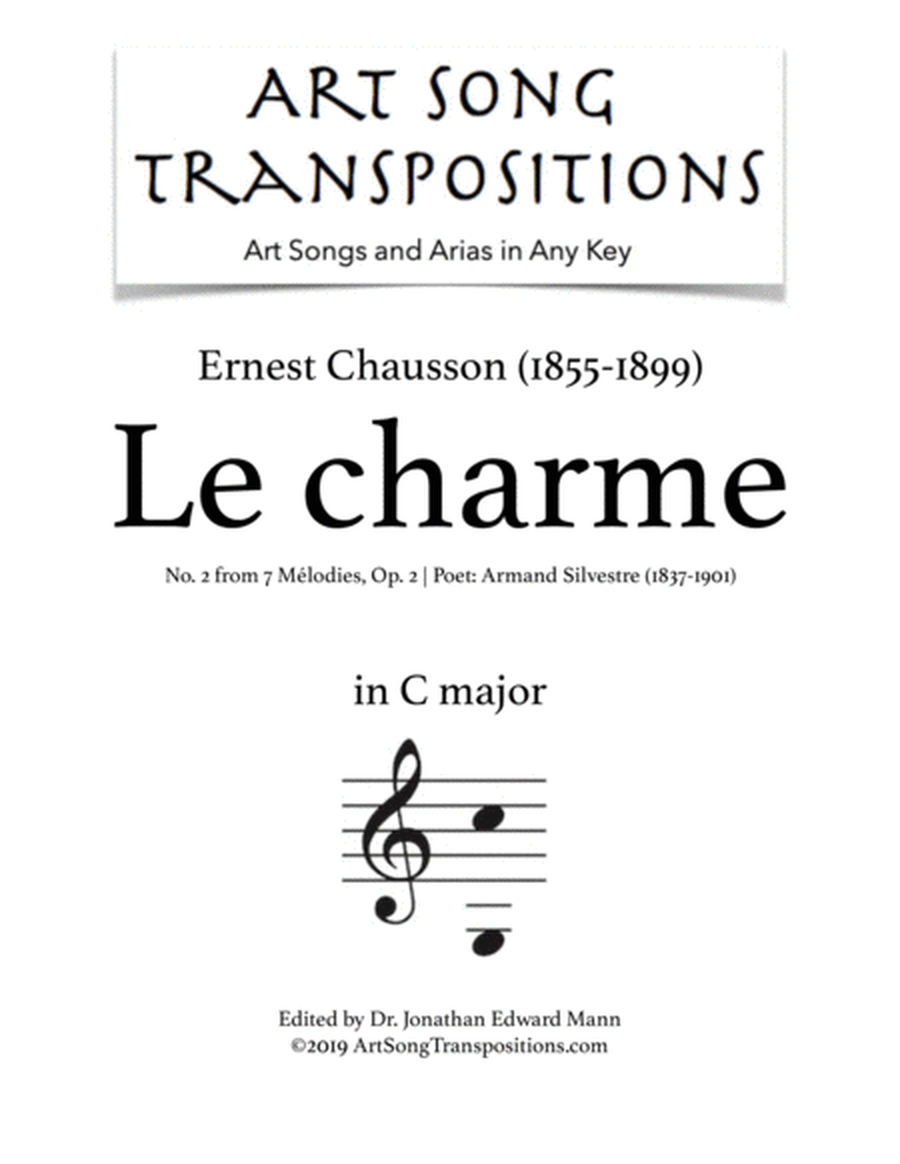 CHAUSSON: Le charme, Op. 2 no. 2 (transposed to C major)
