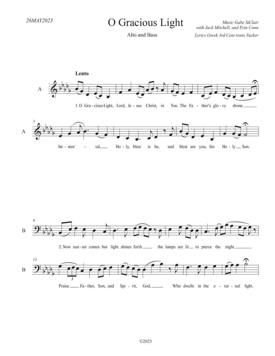 O Gracious Light A Cappella scores gallery preview page 1