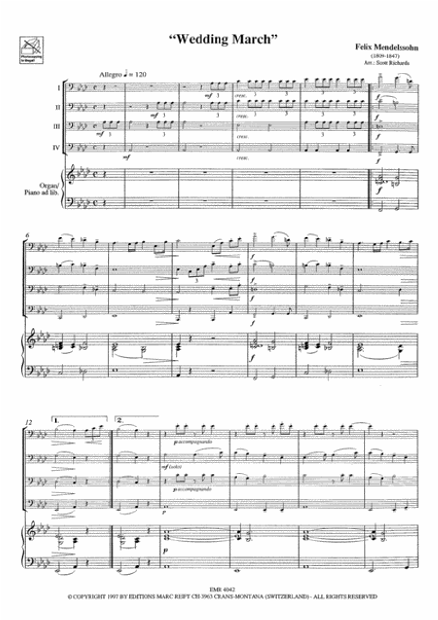 Wedding March Wedding March Euphonium Quartet scores gallery preview page 7