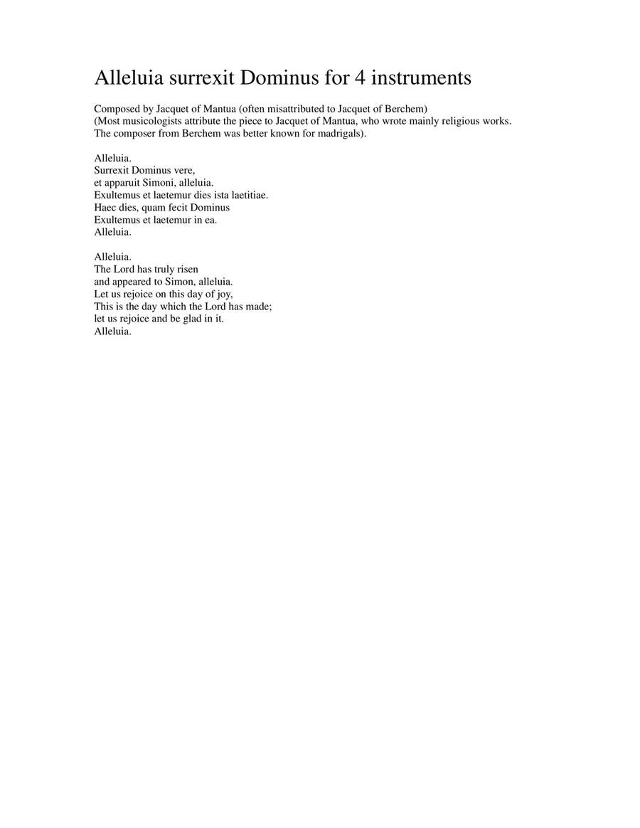 Alleluia surrexit Dominus (Easter anthem) arranged for 4 violas Viola Solo scores gallery preview page 1