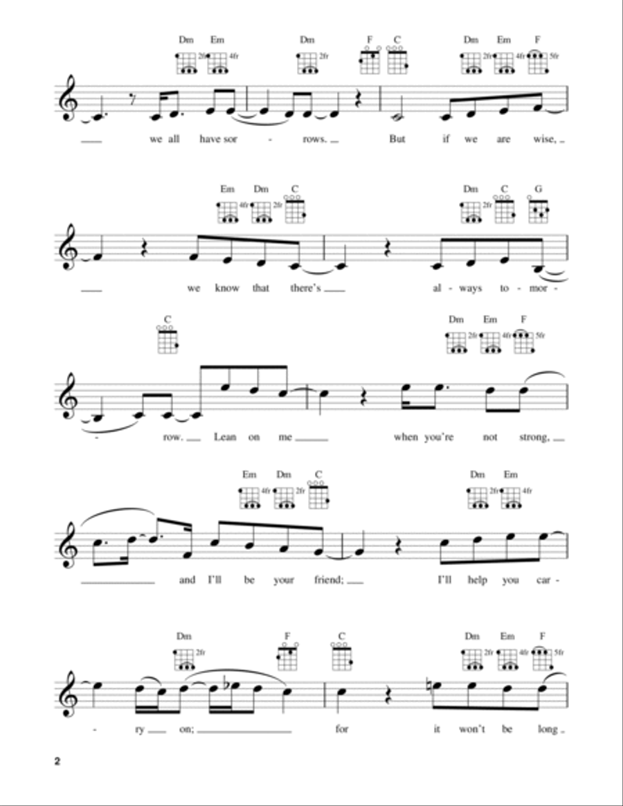 Lean On Me Ukulele scores gallery preview page 2