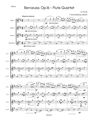 Book cover for Faure: Berceuse Op.16 - Flute Quartet (Flute Choir)