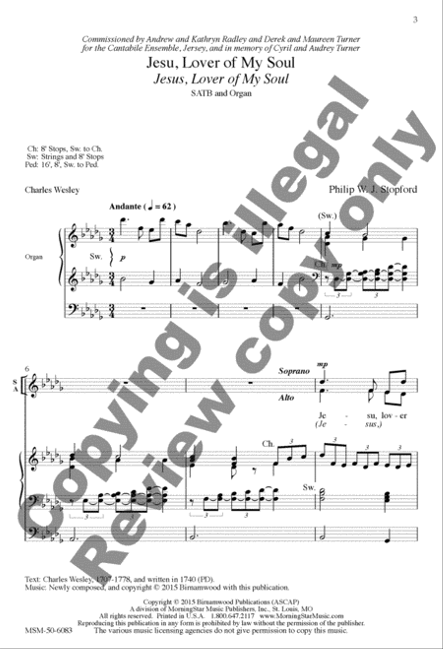 Jesu, Lover of My Soul/Jesus, Lover of My Soul (Choral Score) 4-Part scores gallery preview page 3