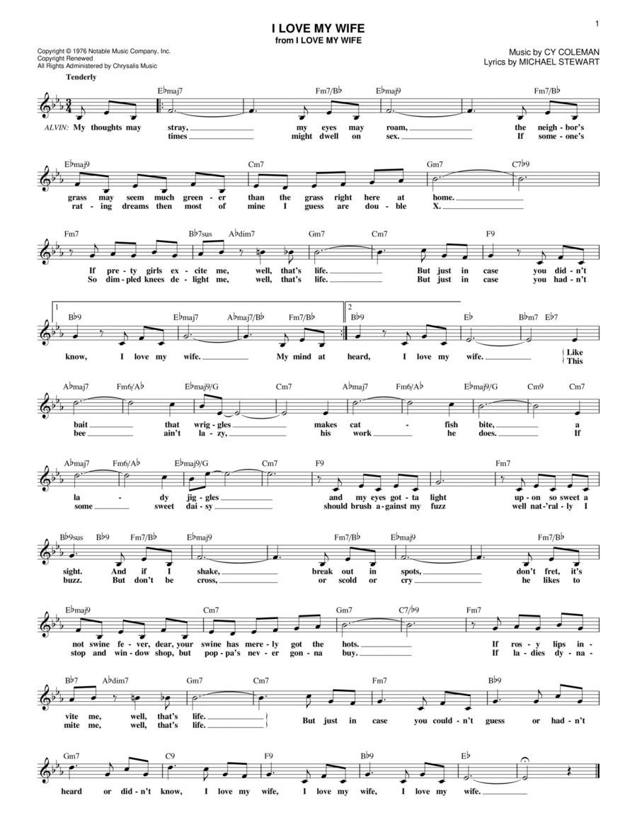 I Love My Wife Piano scores gallery preview page 1