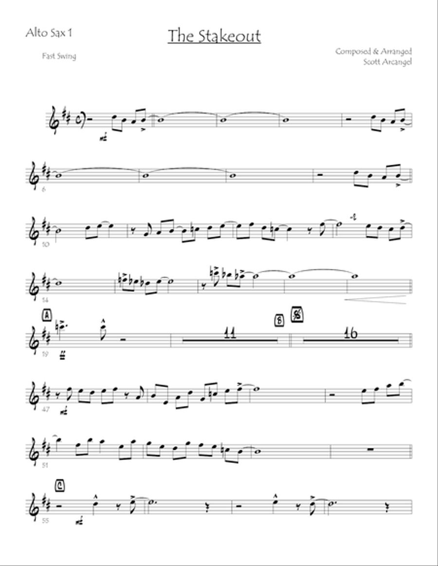 The Stakeout (digital print) Jazz Ensemble scores gallery preview page 1