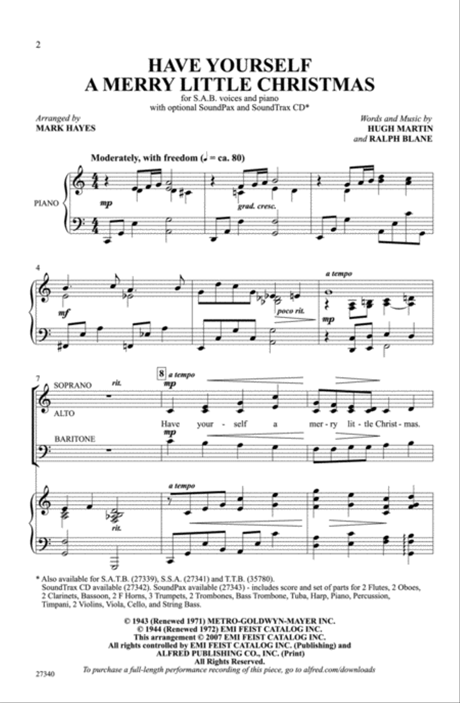 Have Yourself a Merry Little Christmas 3-Part scores gallery preview page 2