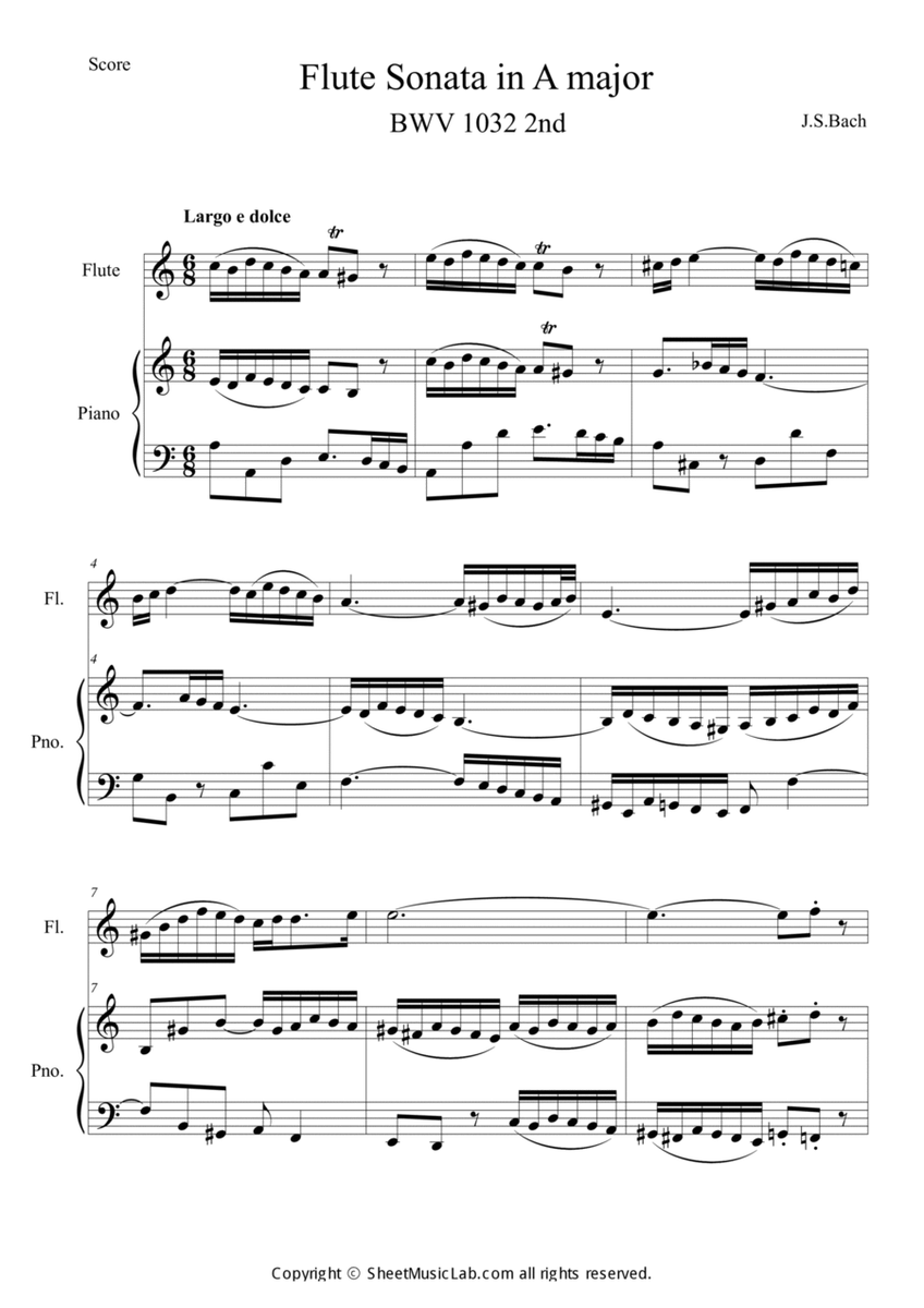 Flute Sonata in A major BWV 1032 2nd image number null