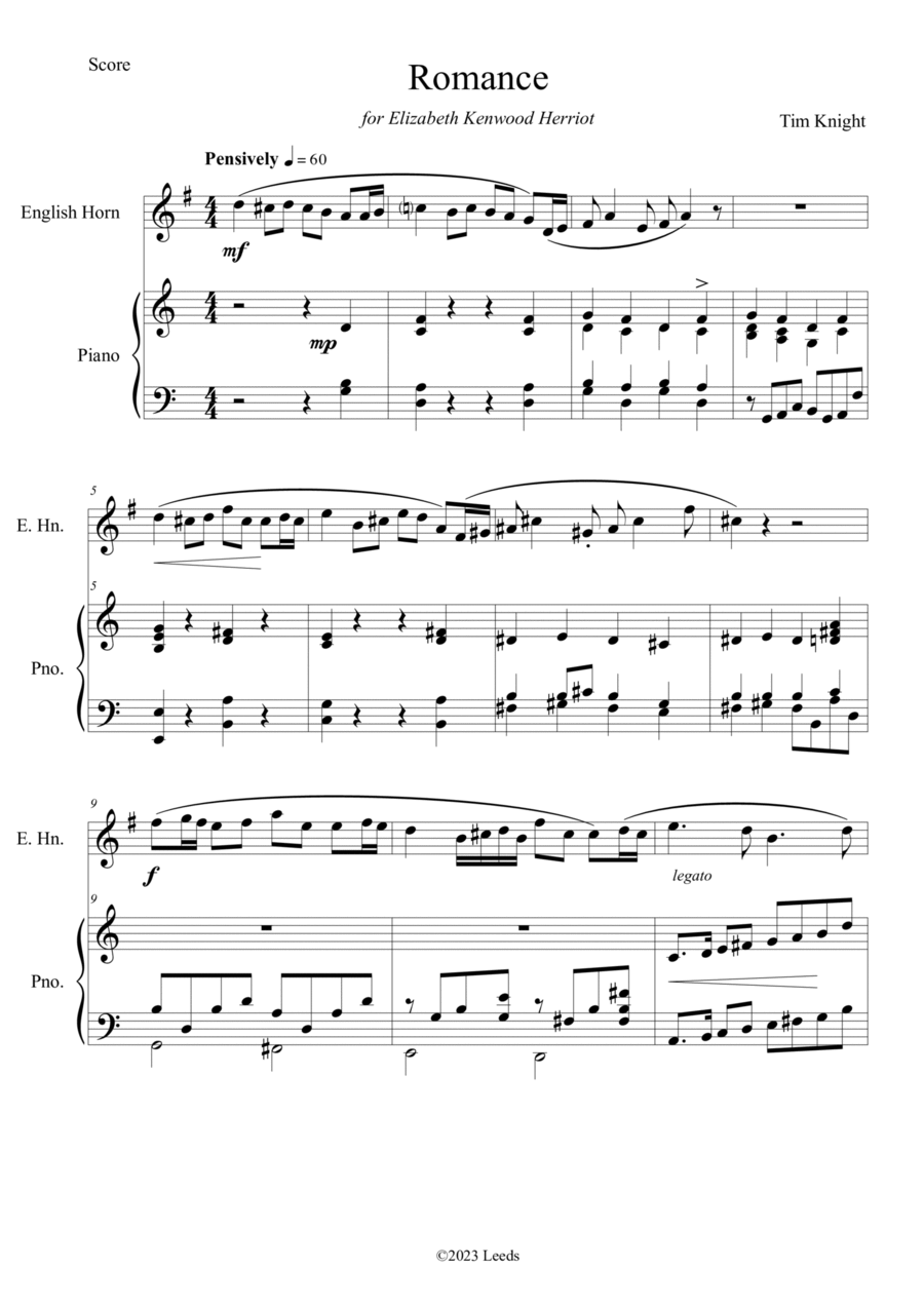 Romance English Horn scores gallery preview page 1