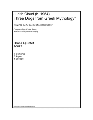 Book cover for Three Dogs from Greek Mythology for Brass Quintet