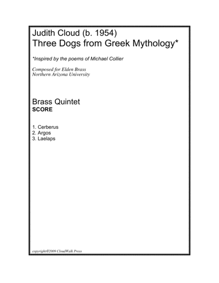 Three Dogs from Greek Mythology for Brass Quintet image number null