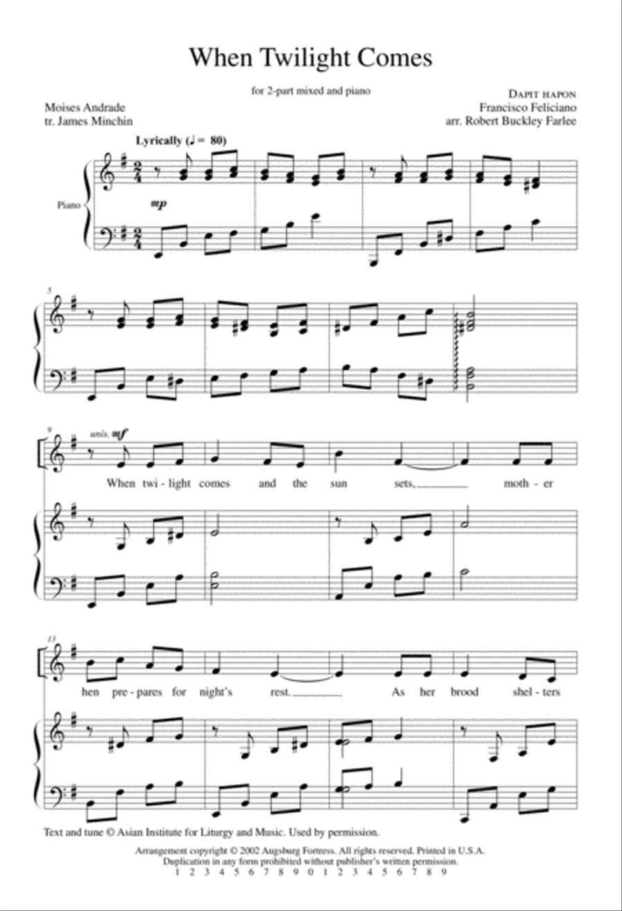 When Twilight Comes When Twilight Comes 2-Part scores gallery preview page 2