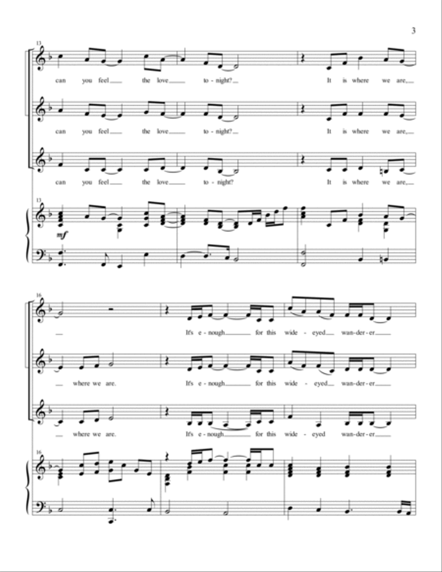 Can You Feel The Love Tonight SSA scores gallery preview page 3