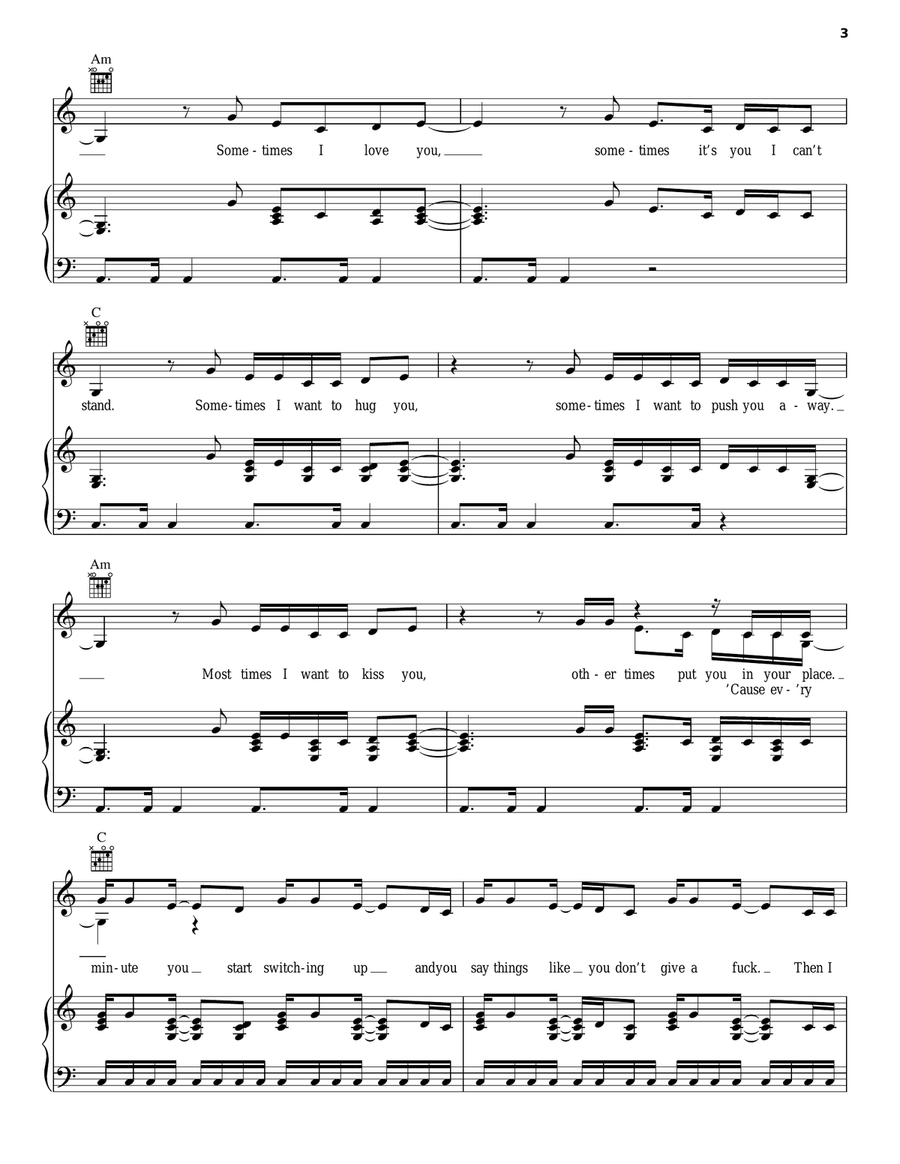 Complicated Complicated Piano, Vocal, Guitar scores gallery preview page 3
