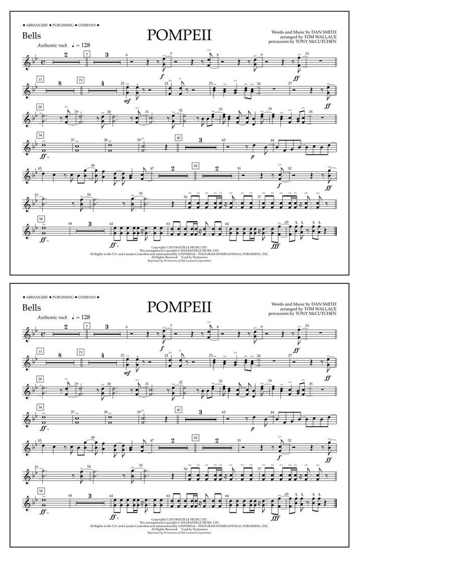 Pompeii - Bells Marching Band scores gallery preview page 1