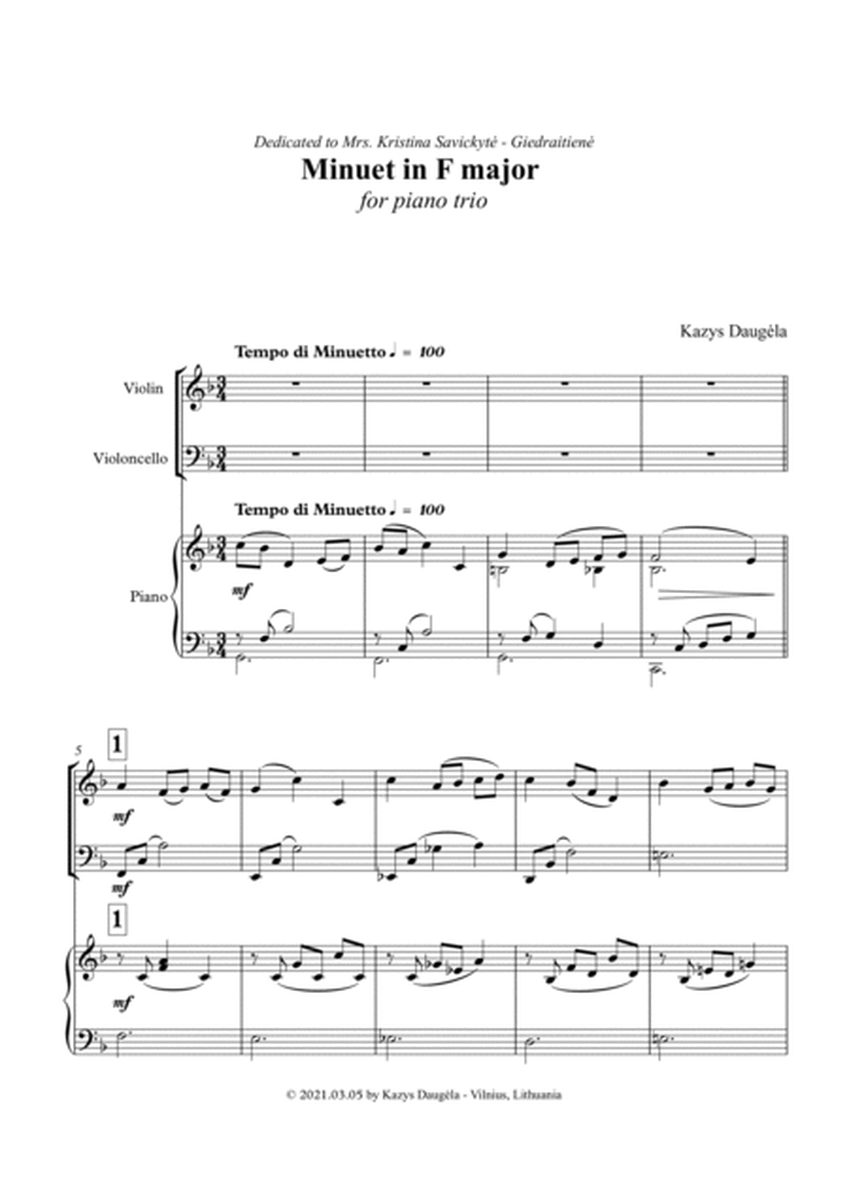 Minuet in F major for Piano Trio image number null