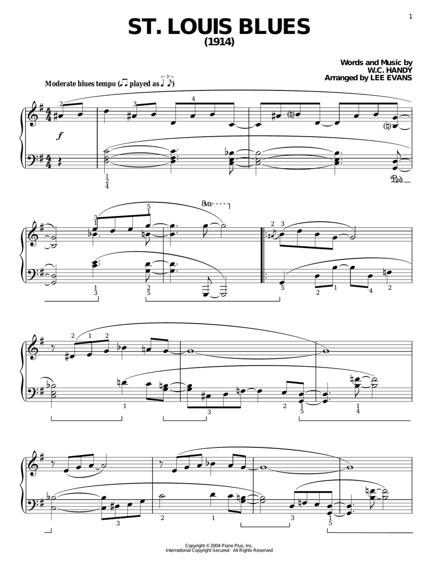St. Louis Blues St. Louis Blues Piano Solo scores gallery preview page 1