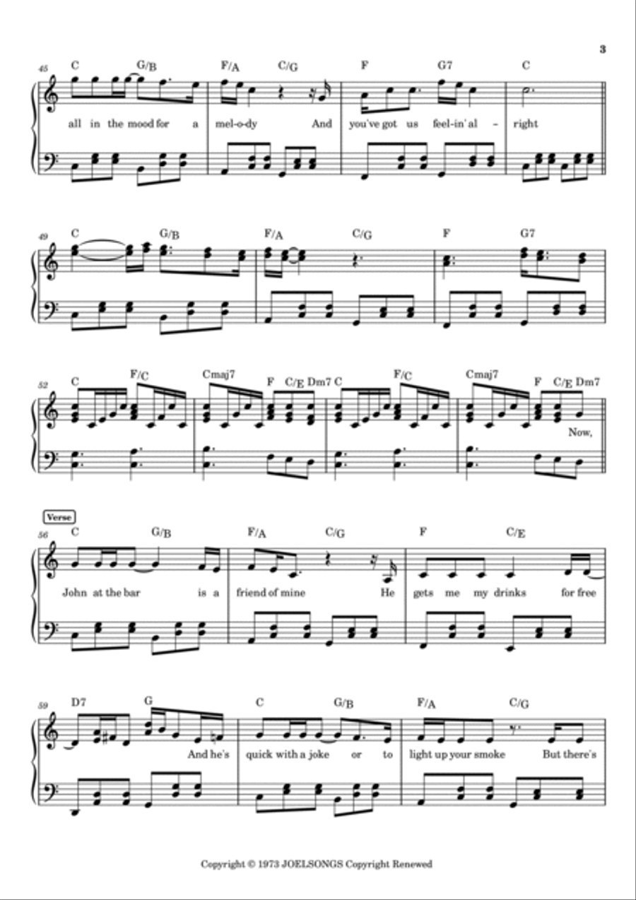 Piano Man Voice scores gallery preview page 3