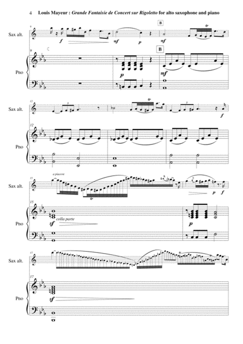 Louis Mayeur: Grande Fantaisie de Concert sur Rigoletto (de Verdi) for alto saxophone and piano